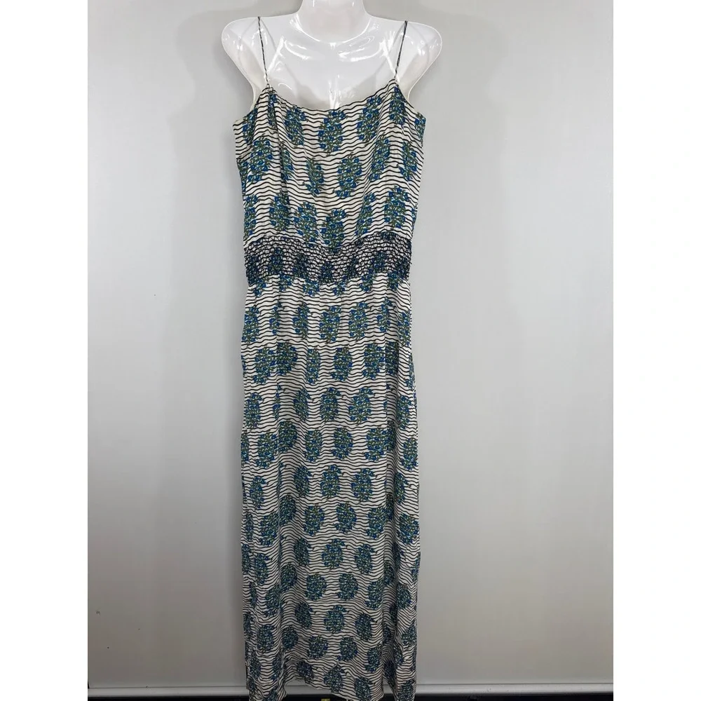Tory Burch Shelbee Floral Printed 100% Silk Maxi Dress Size 6 Boho Beachy Vacay